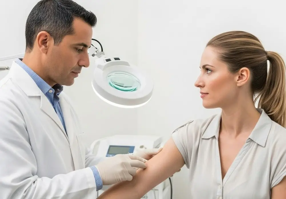 Illustration eines Körpers mit markierten Schmerzpunkten bei Fibromyalgie