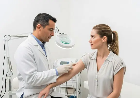 Illustration eines Körpers mit markierten Schmerzpunkten bei Fibromyalgie