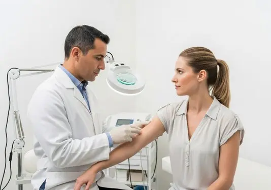 Illustration eines Körpers mit markierten Schmerzpunkten bei Fibromyalgie